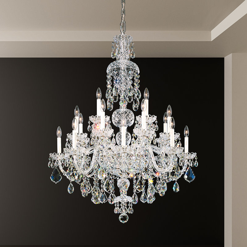 Olde World 25 - Light Glass Chandelier, Silver / Spectra Swarovski