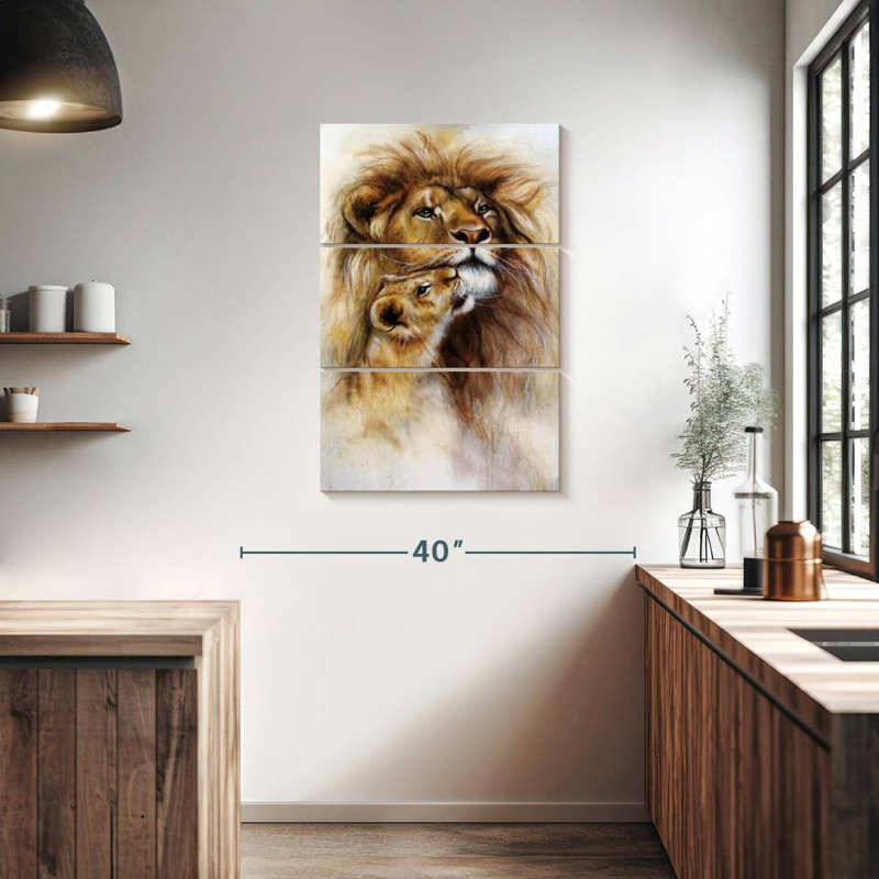 Brampt lion et lionne romantique, H 38 po x l 24 po