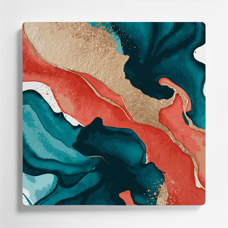 Aquarelle abstraite 87, art mural en métal vert, H 12 po x l 12 po