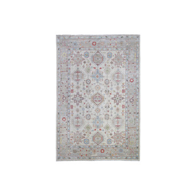 6'x9' Beige Extra Soft Wool Hand Knotted Finer Peshawar Rug 654366C6E5E44CB2B51C0BB19131E7F8