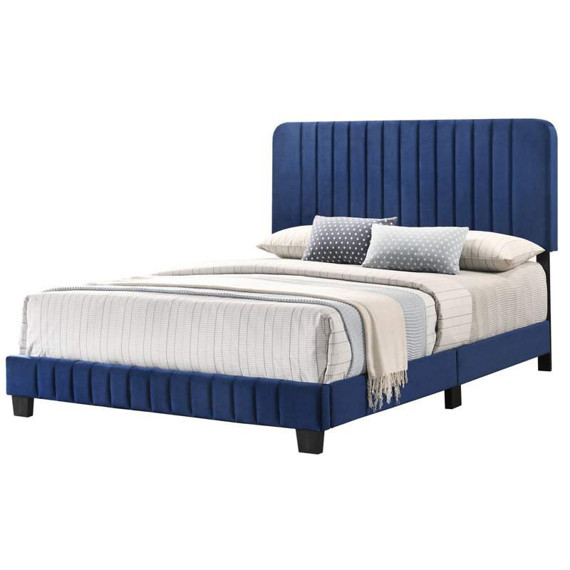 Lit sommier double Lodi, bleu marine, Lit double, Marine
