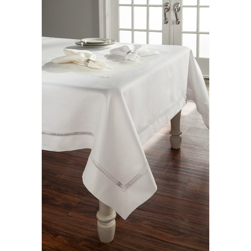 Doric Linen Tablecloth, 108" x 72", Ivory