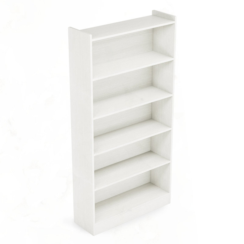 Bibliothèque moderne blanche à 6 niveaux avec rangement, Blanc