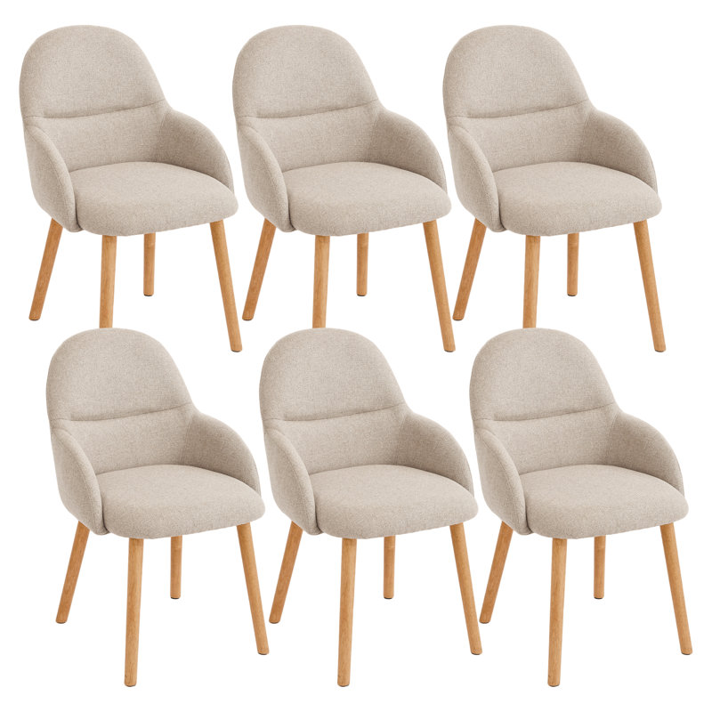 49cm H Upholstered Dining Chair, Beige, 6, Beige