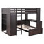 Lit mezzanine double avec lit simple, tablettes, bureau et garde-robe-864360480