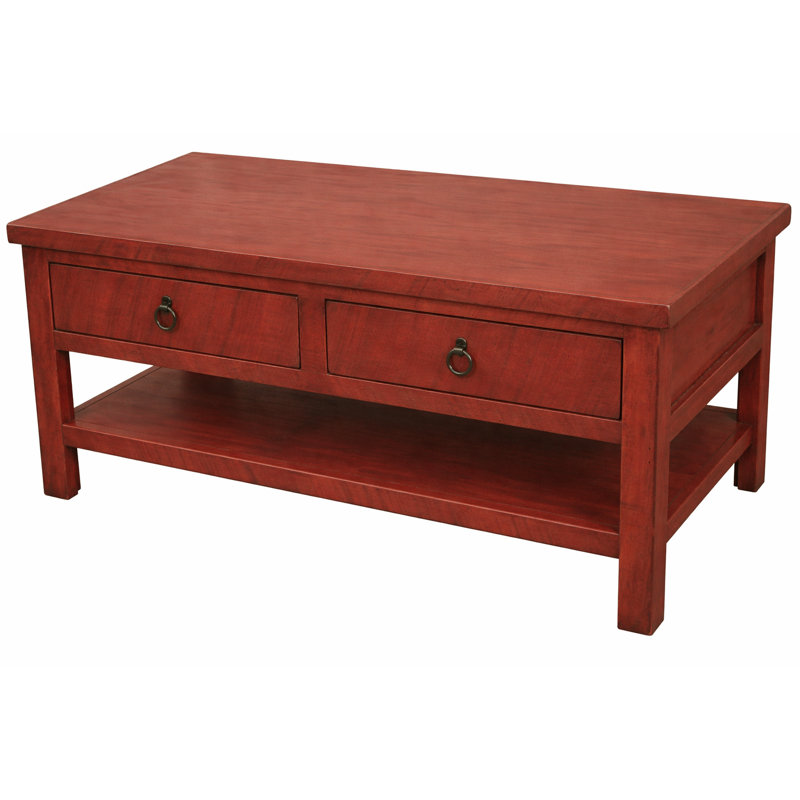 Bloomingdale Solid Wood Coffee Table, Rustic Red