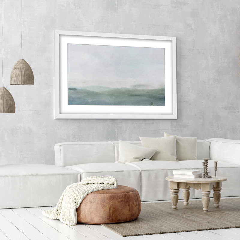 Coastal Retreat Cerulean Serenity, 24" H x 30" W x 1.125" D, Framed Matted Print, White