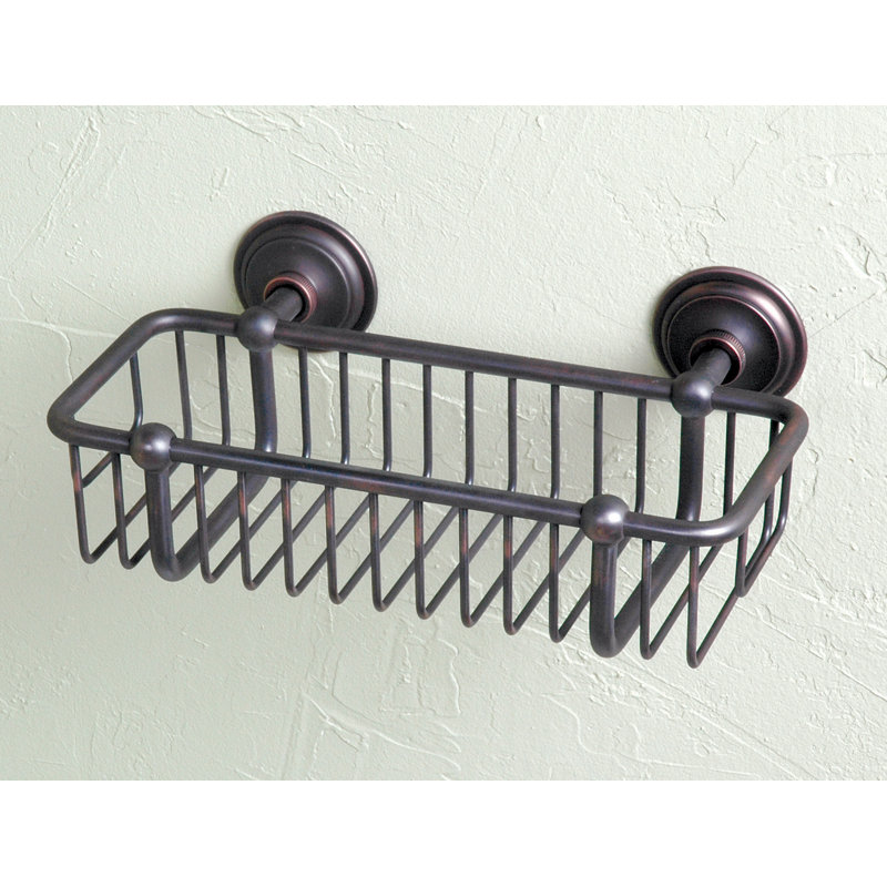 London Terrace Toiletry Basket, Satin Nickel, 3.25" H x 12.31" W x 5.31" D