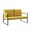 Pour le salon et les petits espaces de chambre à coucher, fauteuil d'appoint moderne à 2 places avec structure entièrement en métal, finition jaune