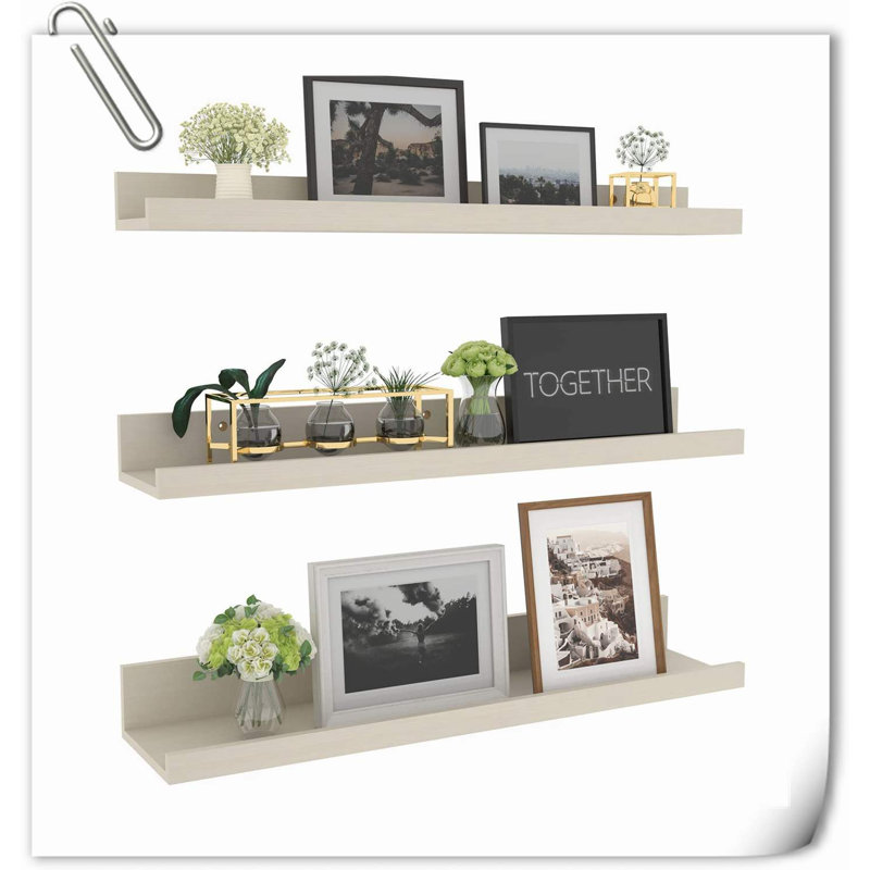 Chakera 3 Piece Wood Floating Shelf, Beige