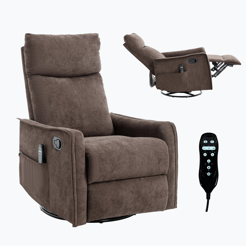 Liryn Traditional Heat Massage Recliner With 360° Swivel And Rocking Function, Brown