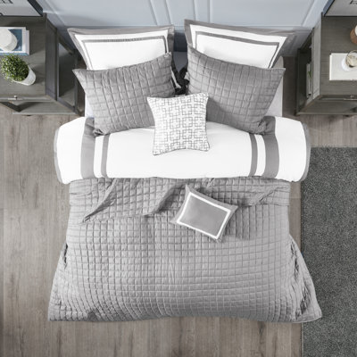 Ensembles de literie gris luxueux, édredon en polyester et courtepointe pour maison moderne