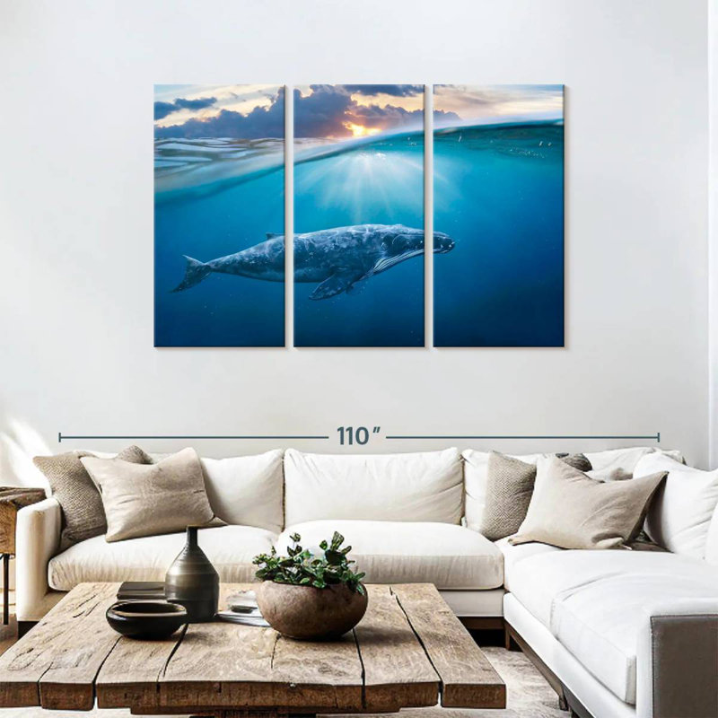 Brampt Blue Ocean Whale, 48" H x 74" W