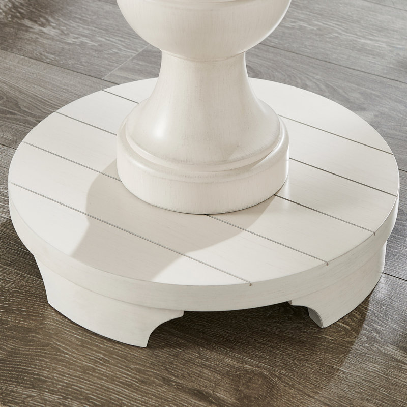 Caesar Traditional Round Pedestal End Table, White