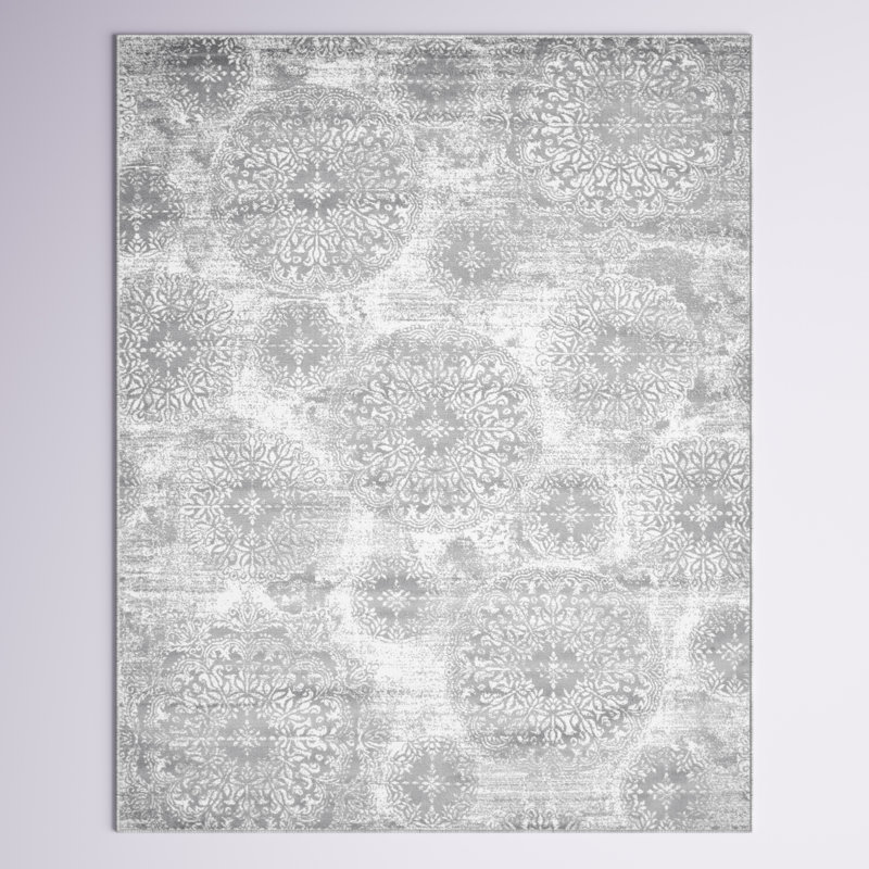 Tapis floral Brandt, Rectangle 9 pi x 12 pi, Light Grey