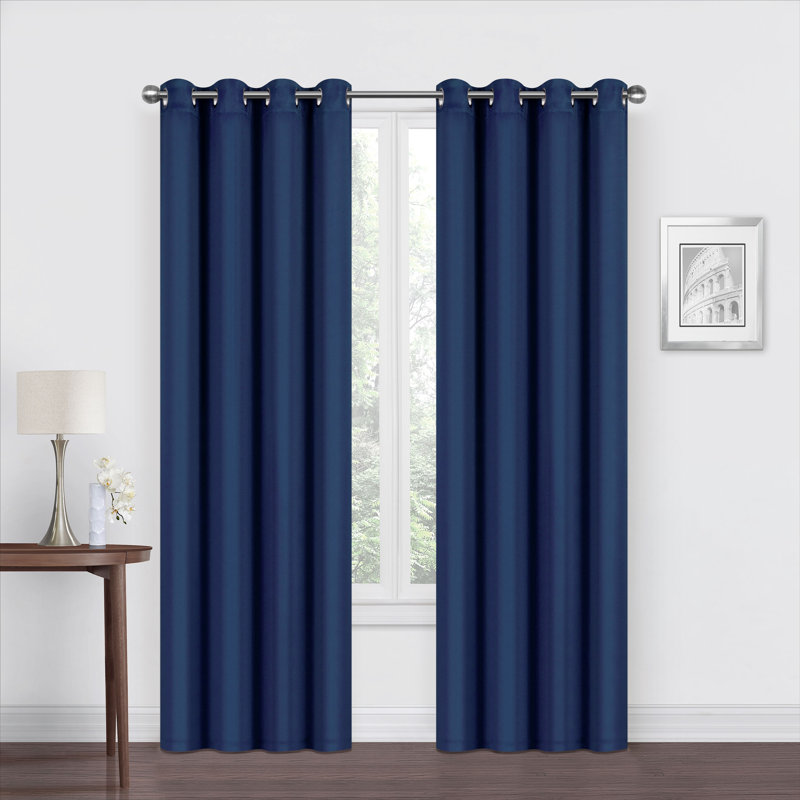 Paire de rideaux occultant en polyester Kinard, Bleu marine, L 52 po x L 95 po