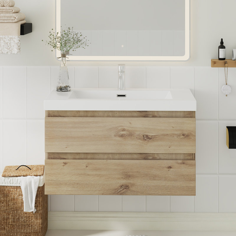 Armoire de salle de bain murale intégrée 36 po couleur chêne naturel, Chêne naturel