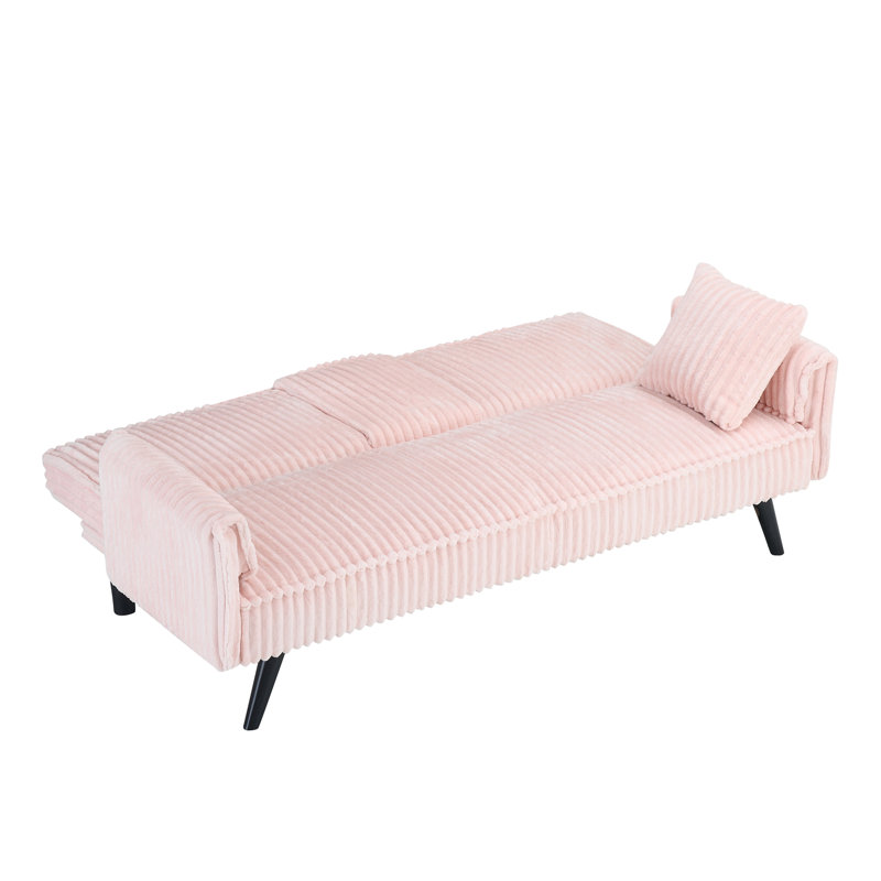 Minimalist Style, Straight-Line Corduroy Sofa Suitable For Sitting And Lying In The Living Room And Bedroom, Pink