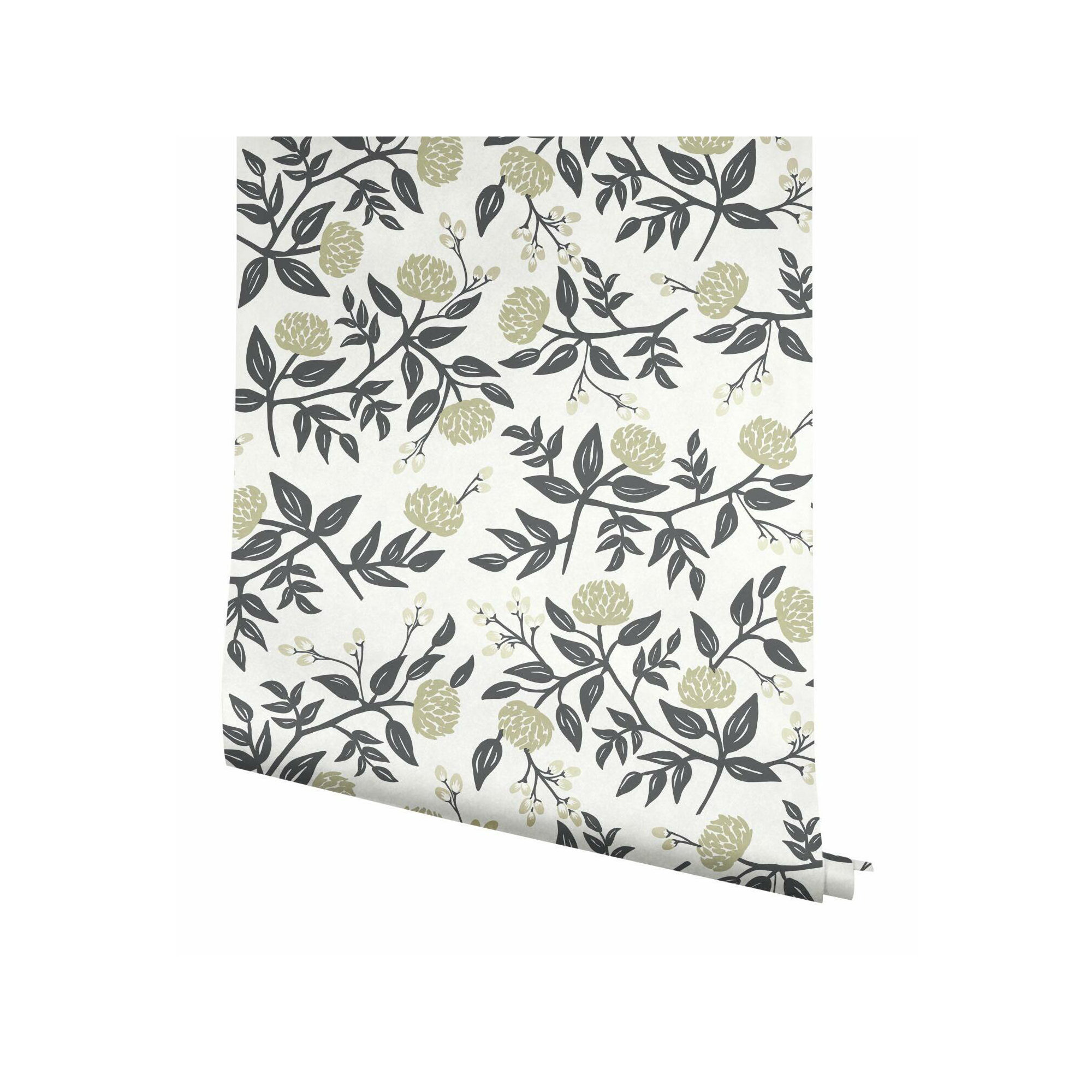 Rifle Paper Co. Peonies 27' x 27" Wallpaper, White/Black
