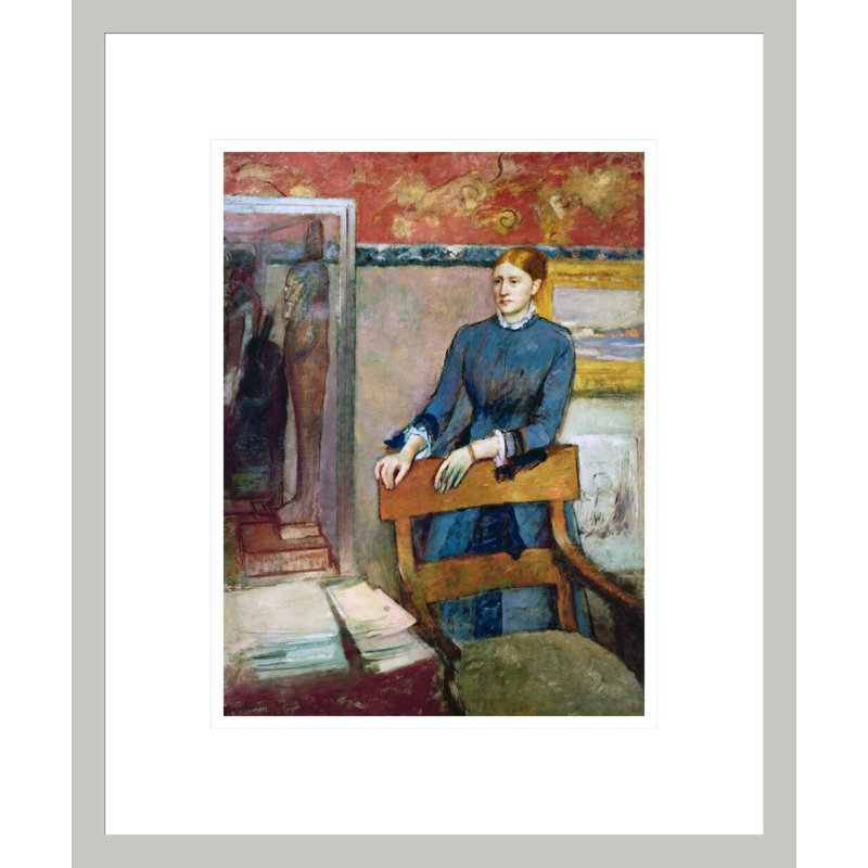 «Helene Rouart in Her Father's Study» par Edgar Degas, impression par estampe numérique encadrée, 16.48" H x 13.75" W