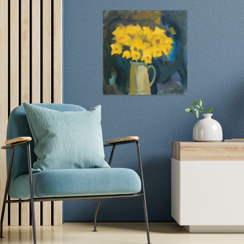Art contemporain fleur de jonquille contemporaine, H 18 po x l 18 po
