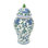 D10x20" Porcelain Ginger Jar with Elegant Blue and Green Cherry Blossom Motifs, Decorative Lidded Jar