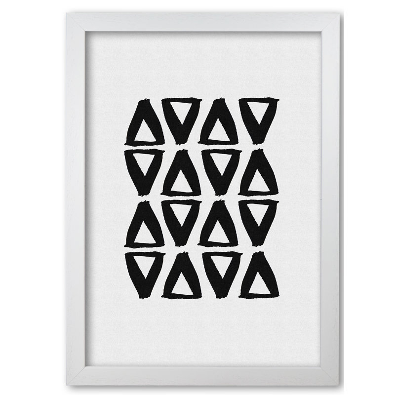 Black And White Abstract II - Print, 60 cm H x 42 cm W x 5 cm D, White Grain Frame