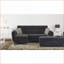 Repose-pieds avec rangement, microfibre noire, moderne et compact | Pieds en bois | Noyer brun-165396580