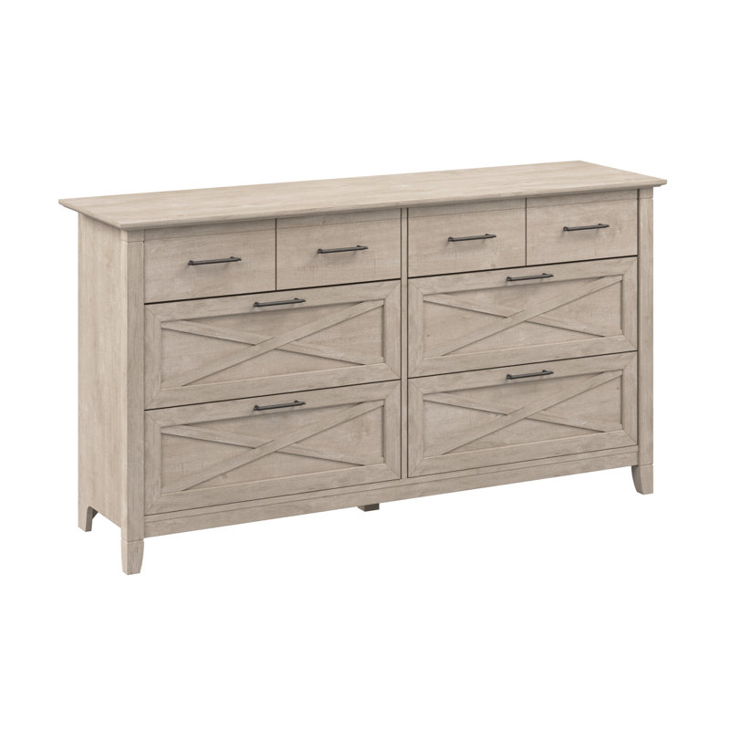 Commode 6 tiroirs, style campagne, armoire de rangement en bois, gris délavé, Gris