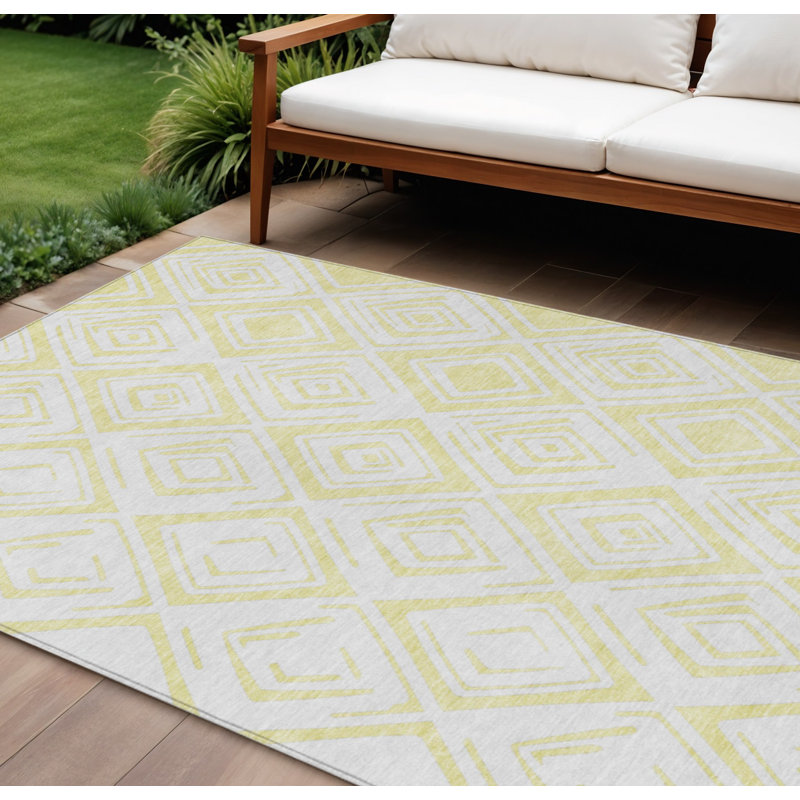 Tapis intérieur lavable à motif géométrique 9 pi x 12 pi ivoire
