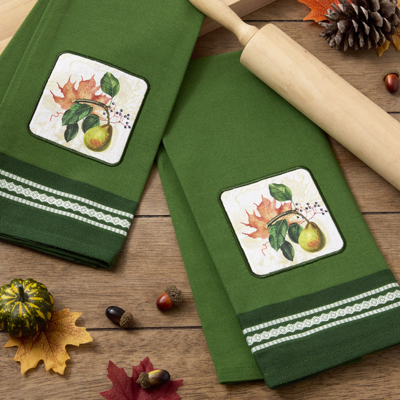Botanical Fruit Dishtowel Set/2, 18x28, Pear