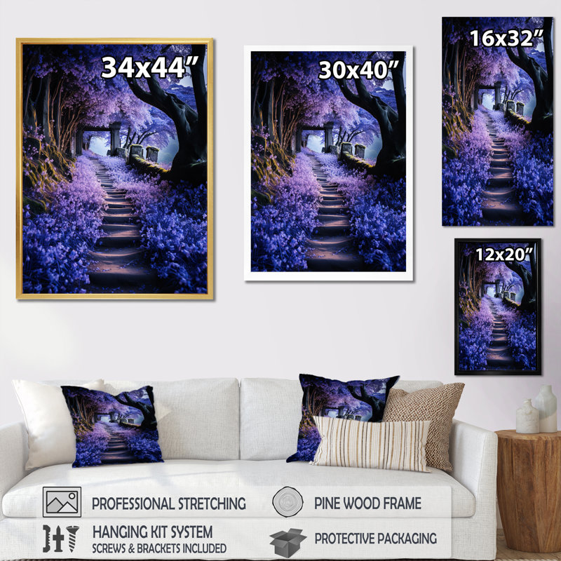 Bluebells Mystical Bluebells I - impression, H 20 po x l 12 po x P 1 po, Cadre flottant blanc