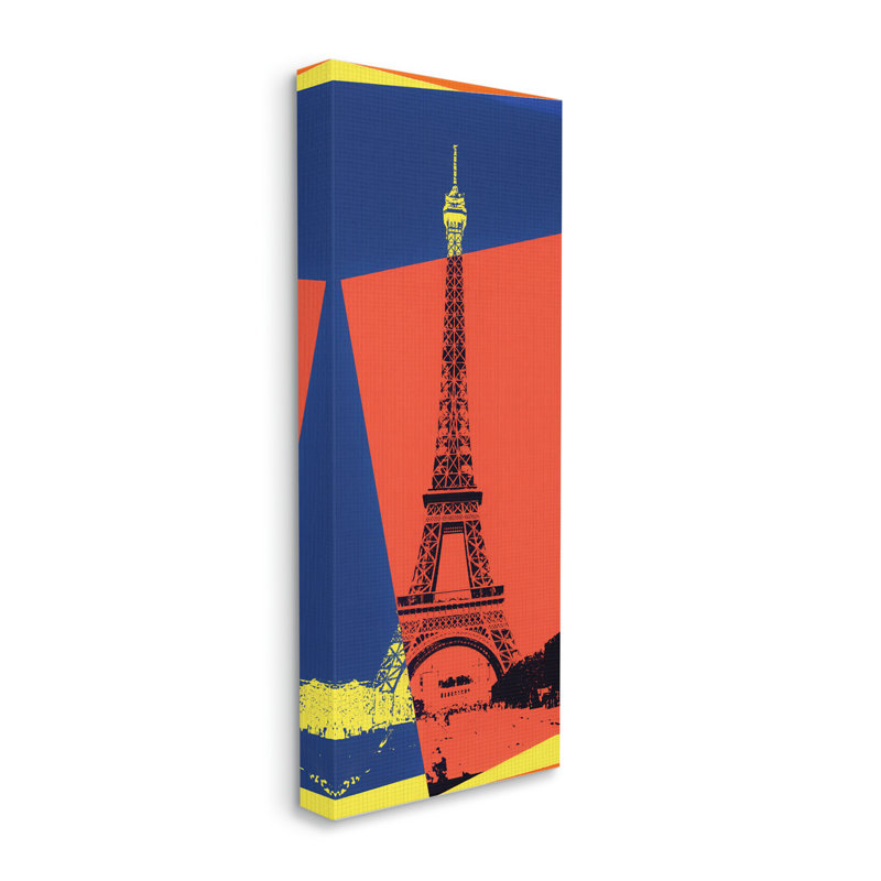 «Eiffel Tower Parisian Pop Art Travel», affiche XXL sur toile tendue par Daniel Sproul, H 13 po x l 30 po, Toile tendue