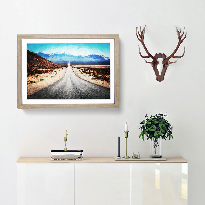 Death Valley in the Mojave Desert in Abstract - Picture Frame Graphic Art Print, 62cm H x 87cm W x 2cm D, Oak Framed