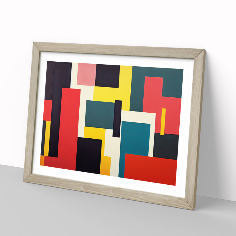 Bauhaus Abstract Vol.6 - Single Picture Frame Print, 46cm H x 64cm W x 2cm D, Oak