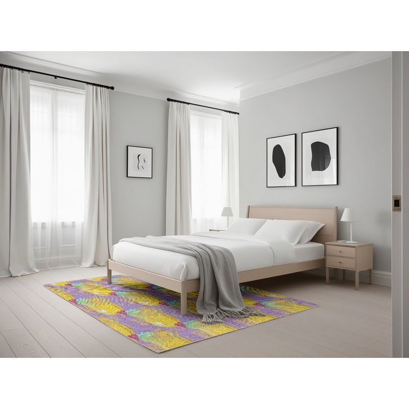 Tapis vert/brun à motifs, Rectangle 5 pi x 7 pi
