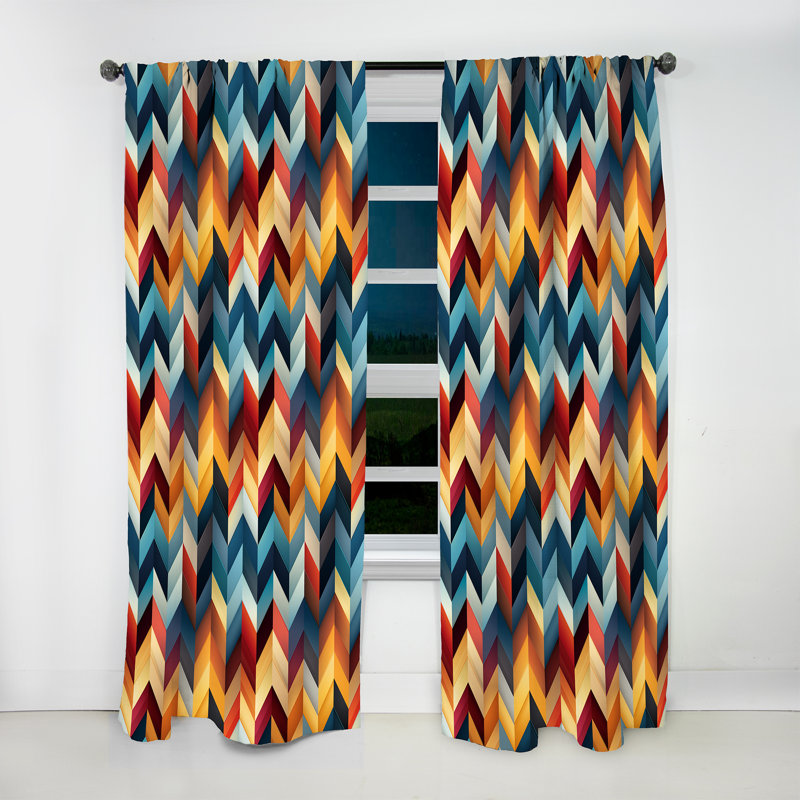 Motif à chevrons multicolores Urban Geometric - Rideau à chevrons - Rideau obscurcissant - 1 panneau, L 52 po x L 120 po