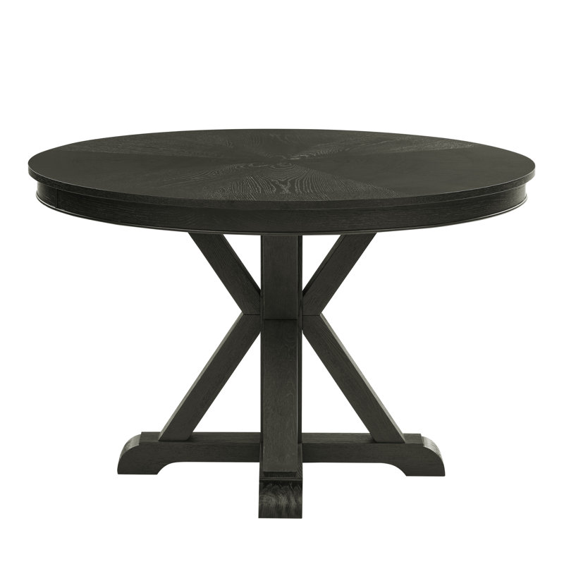 Resendez Rylie 48" Round Wood Dining Table, 30", Black
