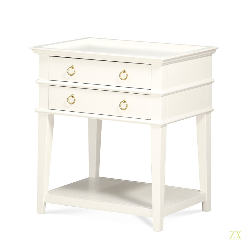 Table de chevet 2 tiroirs Carmona, Blanc