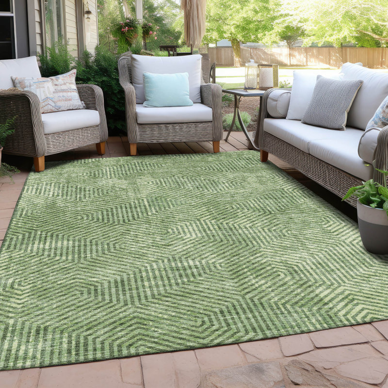 Maliana Flatweave Washable Geometric Indoor / Outdoor Rug, Rectangle 5' x 7'6"