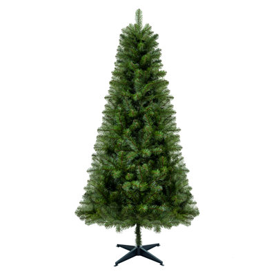 6FT Unlit Artificial Christmas Tree With 490 Tips, PVC Full Branches, Classic Green Holiday Tree With 4-Leg Plastic Stand For Indoor Home Decoration