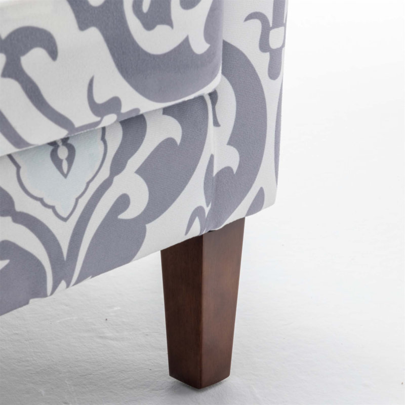 Fauteuil à motifs en mélange de polyester, structure en bois de bouleau massif avec pieds fuselés, fauteuil d'appoint rembourré en mousse pour le salon ou le bureau
