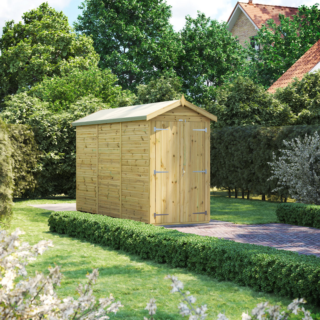 Powersheds 12 x 4ft Premium Pressure Treated Timber Windowless Apex Garden Shed, Double Doors