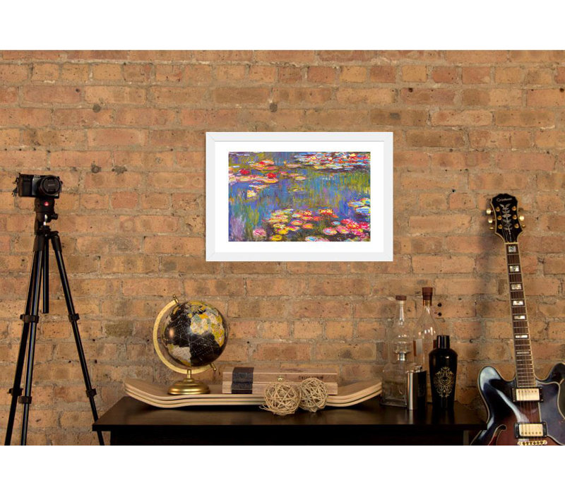 « Les Nymphéas, 1916 » par Claude Monet, reproduction sur papier, H 16 po x l 24 po, Papier dans un cadre photo, Blanc