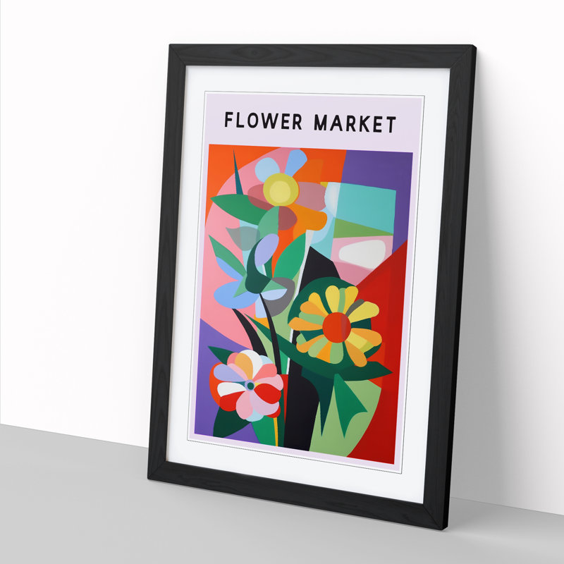 Painted Flower Market Exhibition - Single Picture Frame Print on Wood, 34cm H x 25cm W x 2cm D