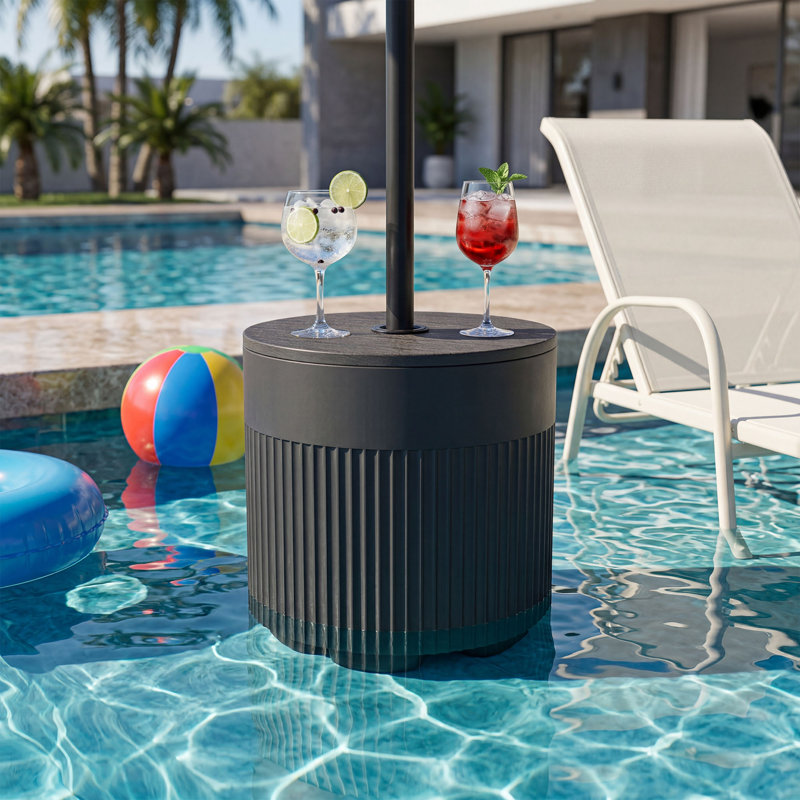 Table d'appoint de patio avec parasol, Noir