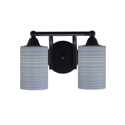 Paramount 2 Light Bath Bar Shown In Matte Black Finish With 4" Gray Matrix Glass