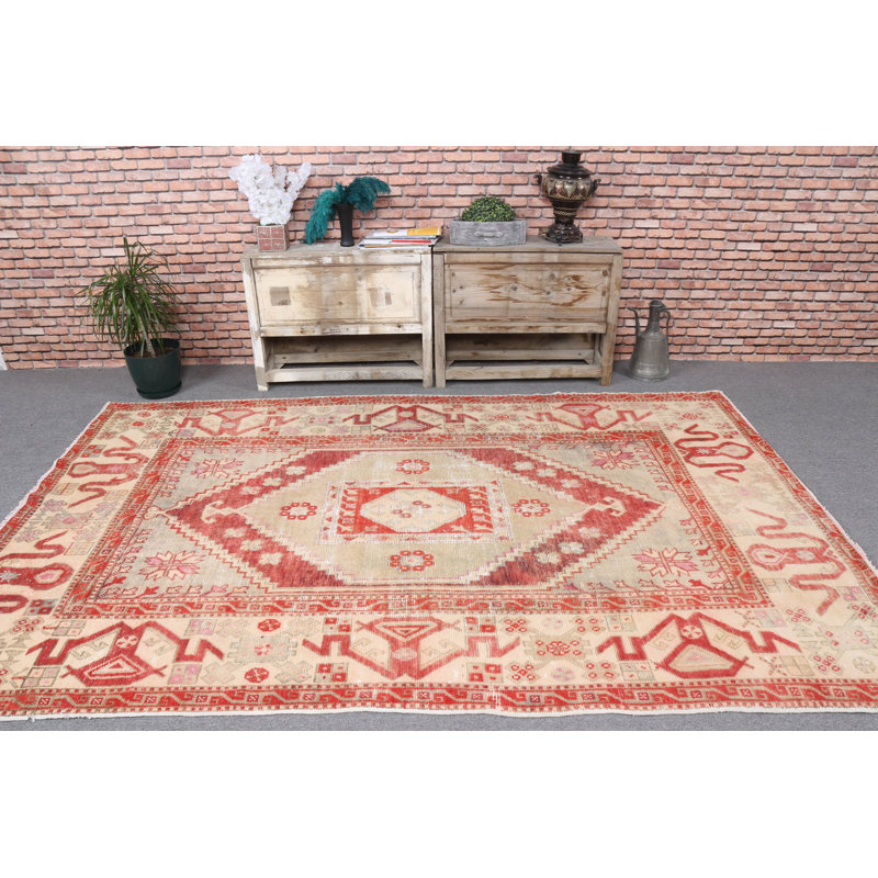 Grand tapis en laine fait à la main de style anatolien turc rétro idéal pour rehausser le décor de votre salon