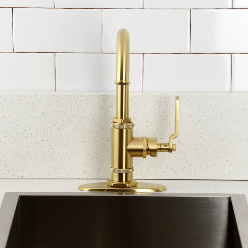 Kingston Brass Whitaker Single-Handle 1-Hole Deck Mount Bar Faucet, Brushed Brass