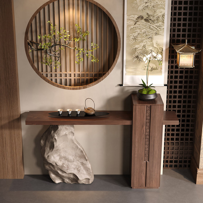 Console simple de style chinois, H 39,4 po x l 59 po x P 11,8 po
